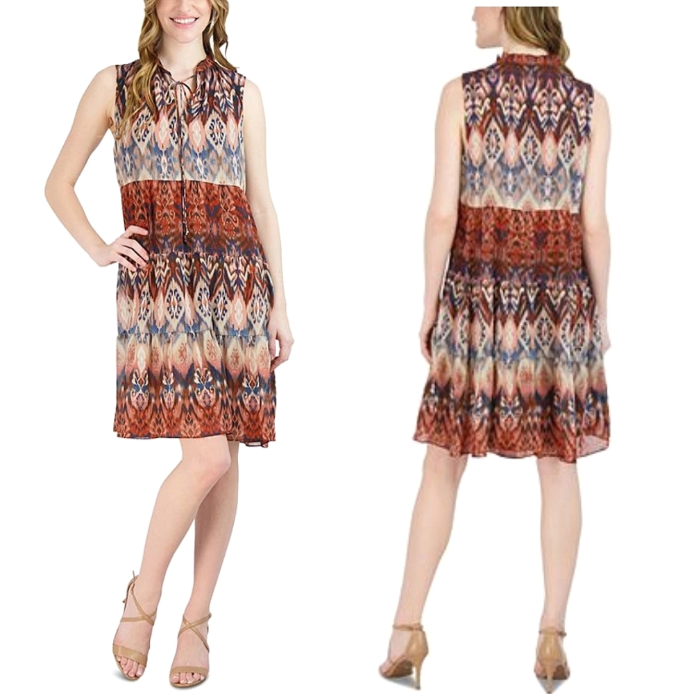 Julia Jordan Ikat Tiered Shift Dress Size 8